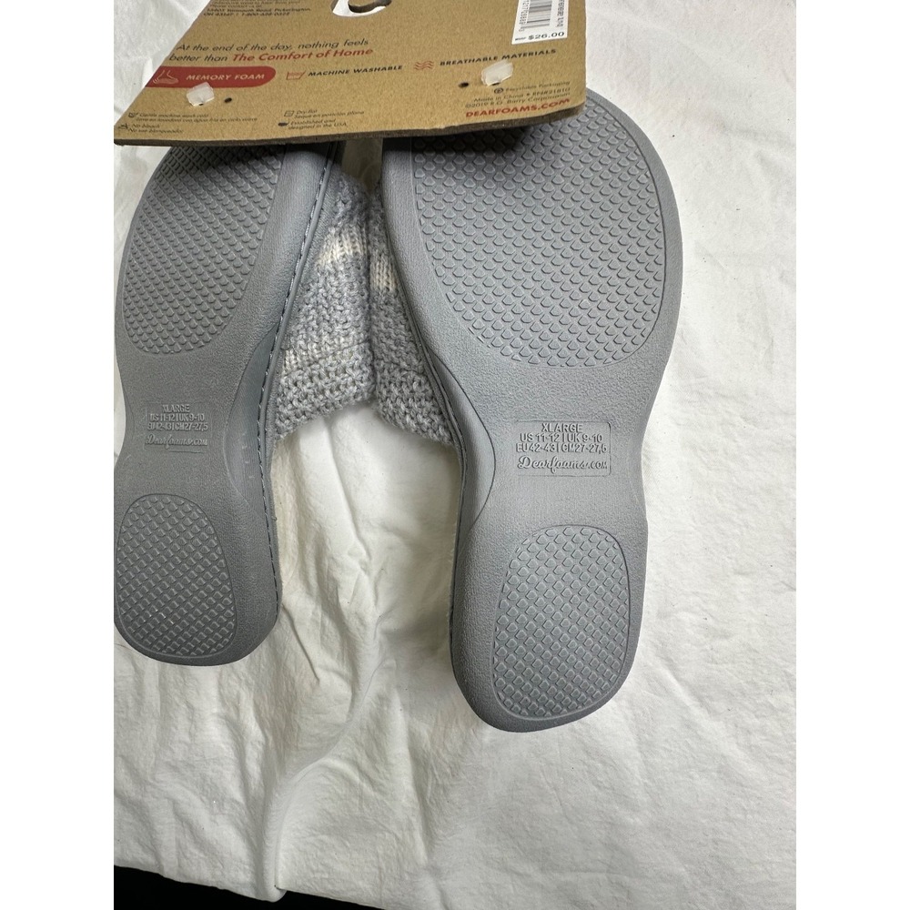 New Dearfoams Womens Slippers Memory Foam Slide Gray Stripes XL Sz 11-12 - Picture 7 of 7